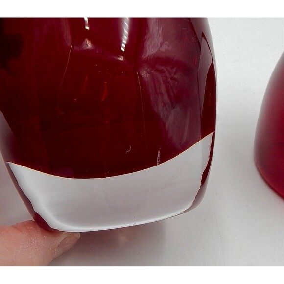 Crate & Barrel Diva Candle Holders Ruby Red Glass Pair Votive 3 Inch Art Glass - Picture 6 of 11